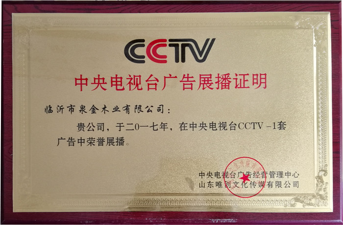 中央電視臺(tái)廣告展播證明
